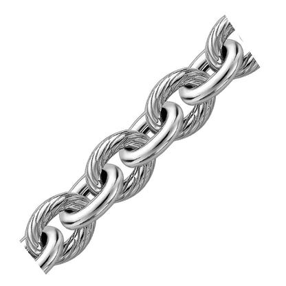 Sterling Silver Rhodium Plated Diamond Cut Cable Style Chain Bracelet | Richard Cannon