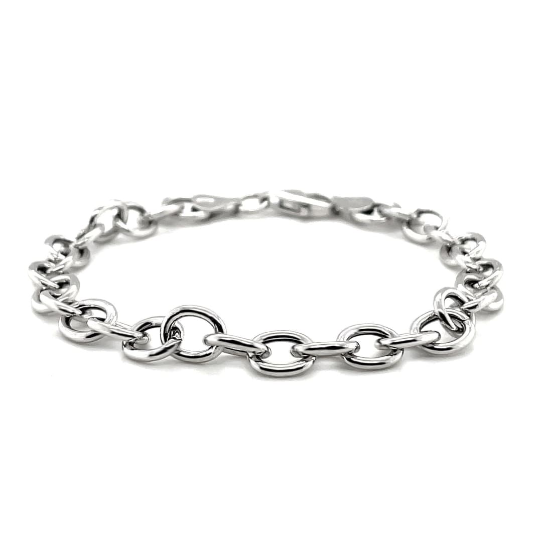 Sterling Silver Rhodium Plated Fancy Charm Bracelet | Richard Cannon Jewelry