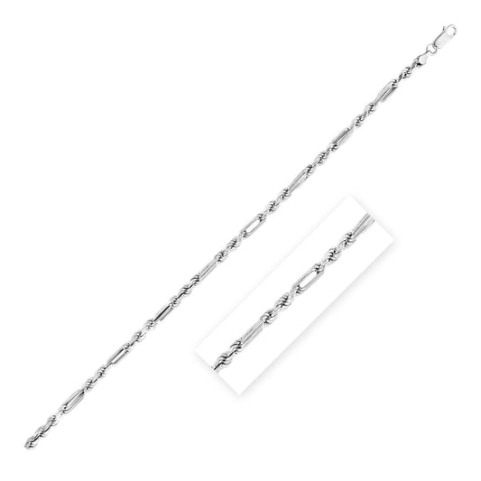 Sterling Silver Rhodium Plated Figarope Chain 3.8mm | Richard Cannon Jewelry