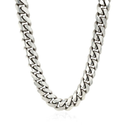Sterling Silver Rhodium Plated Miami Cuban Chain 9.8mm | Richard Cannon Jewelry
