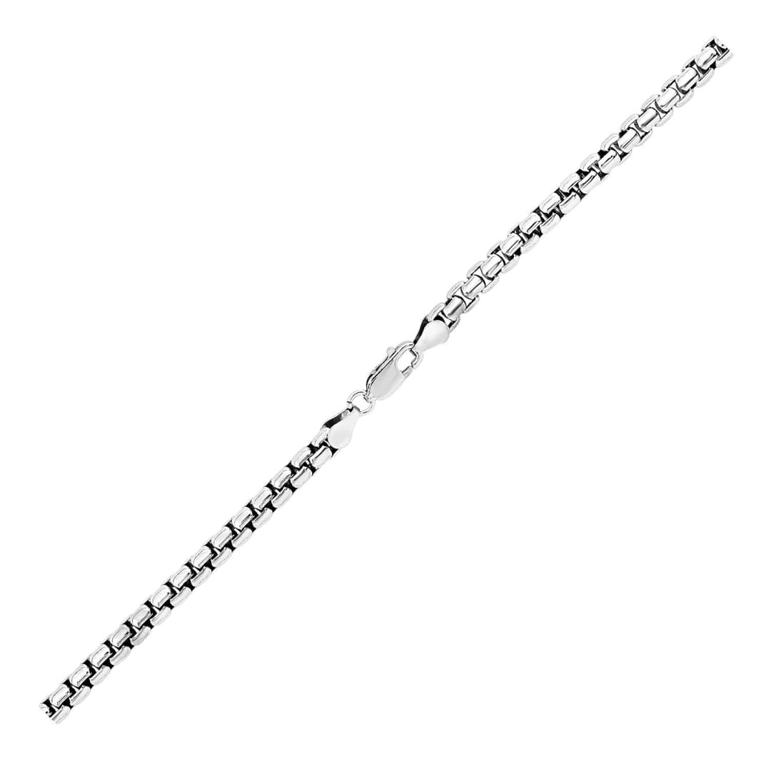 Sterling Silver Rhodium Plated Round Box Bracelet (5.2 mm) | Richard Cannon Jewelry