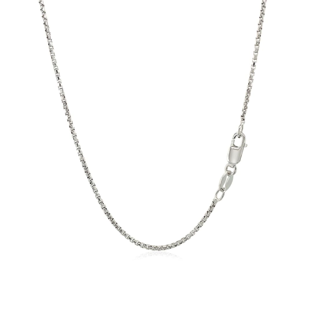 Sterling Silver Rhodium Plated Round Box Chain 1.3mm | Richard Cannon Jewelry