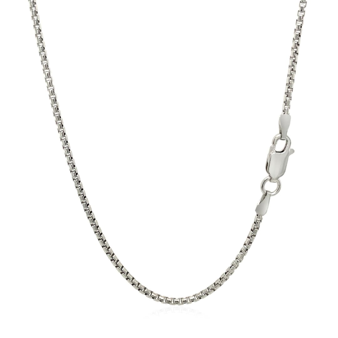 Sterling Silver Rhodium Plated Round Box Chain 1.5mm | Richard Cannon Jewelry
