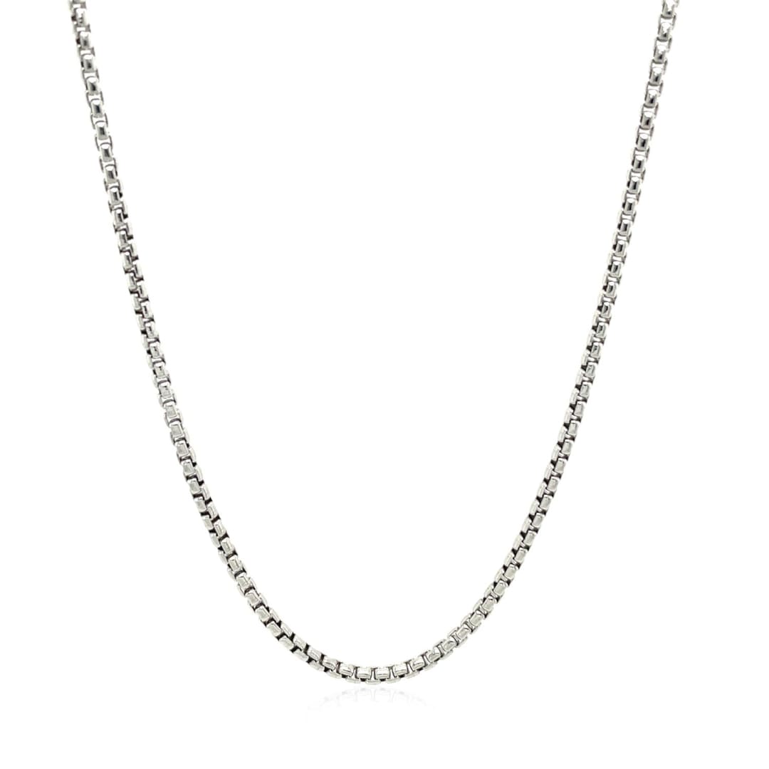 Sterling Silver Rhodium Plated Round Box Chain 1.8mm | Richard Cannon Jewelry