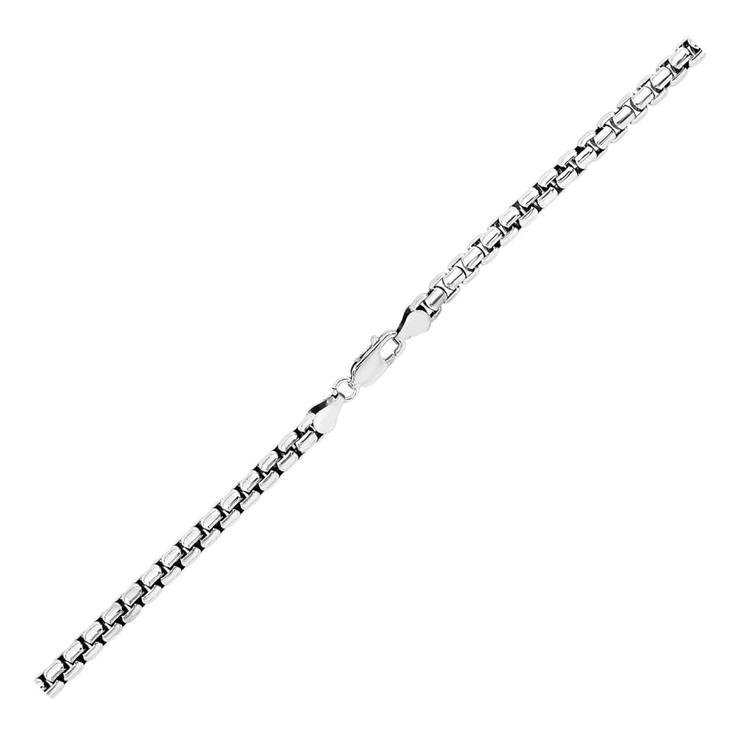 Sterling Silver Rhodium Plated Round Box Chain (4.40 mm) | Richard Cannon Jewelry
