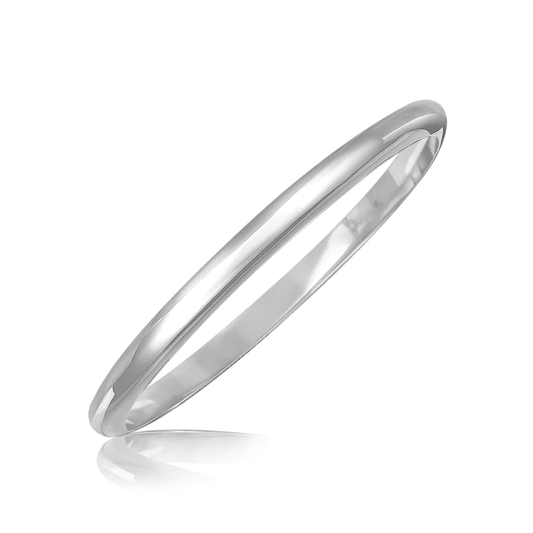 Sterling Silver Rhodium Plated Slim Dome Motif Bangle | Richard Cannon Jewelry