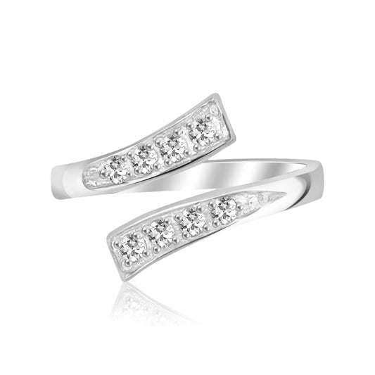 Sterling Silver Rhodium Plated Toe Ring with White Cubic Zirconia Accents | Richard