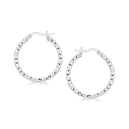 Sterling Silver Rhodium Plated Weave Like Hoop Style Earrings | Richard Cannon Jewelry