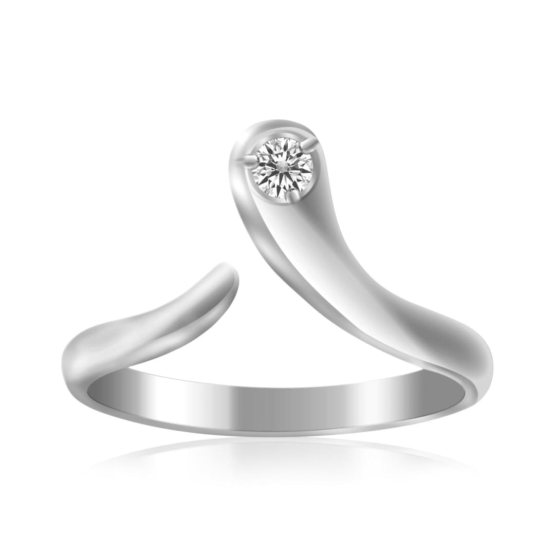 Sterling Silver Rhodium Plated White Cubic Zirconia Accented Shiny Toe Ring | Richard