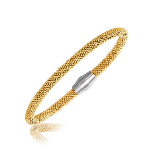 Sterling Silver Rhodium Plated Yellow Gold Plated Popcorn Motif Bangle | Richard Cannon