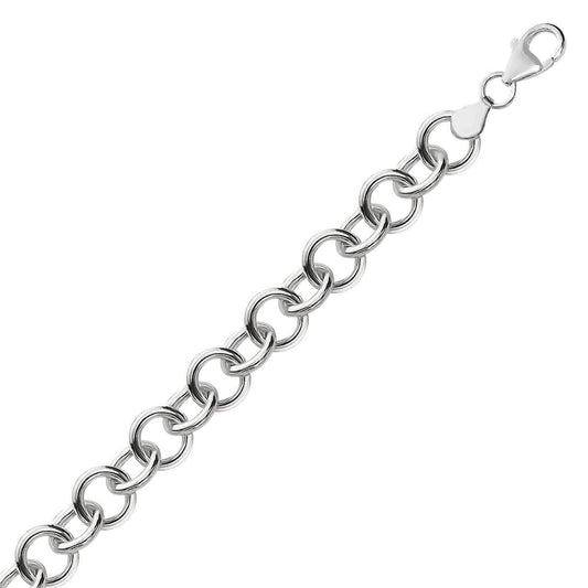 Sterling Silver Rolo Style Polished Charm Bracelet with Rhodium Plating | Richard Cannon