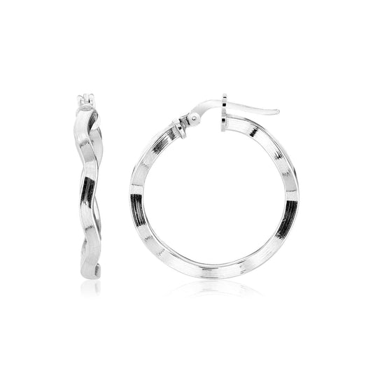 Sterling Silver Round Polished Wavy Profile Hoop Earrings | Richard Cannon Jewelry