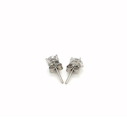 Sterling Silver Stud Earrings with White Hue Faceted Cubic Zirconia | Richard Cannon