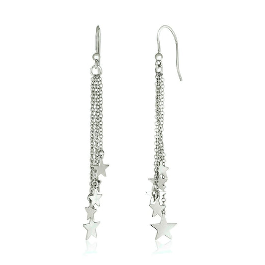 Sterling Silver Tassel Earrings with Polished Stars | Richard Cannon Jewelry