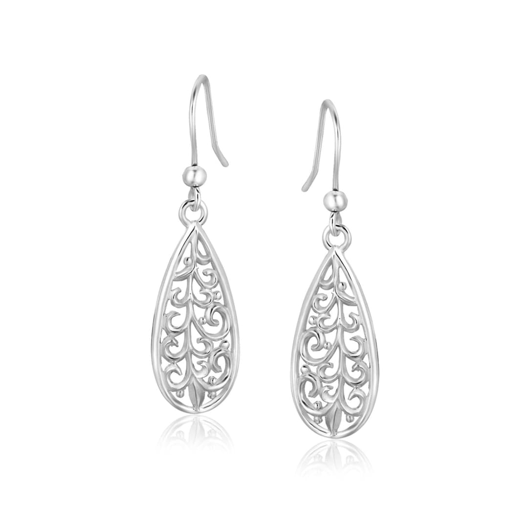 Sterling Silver Teardrop Filigree Style Drop Earrings | Richard Cannon Jewelry