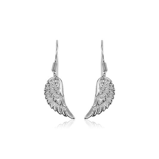 Sterling Silver Textured Angel Wing Earrings | Richard Cannon Jewelry