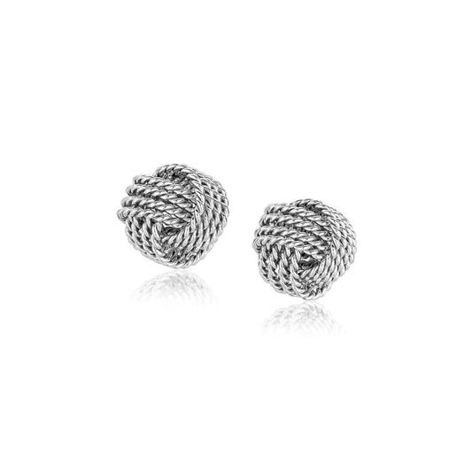 Sterling Silver Textured Love Knot Stud Style Earrings | Richard Cannon Jewelry