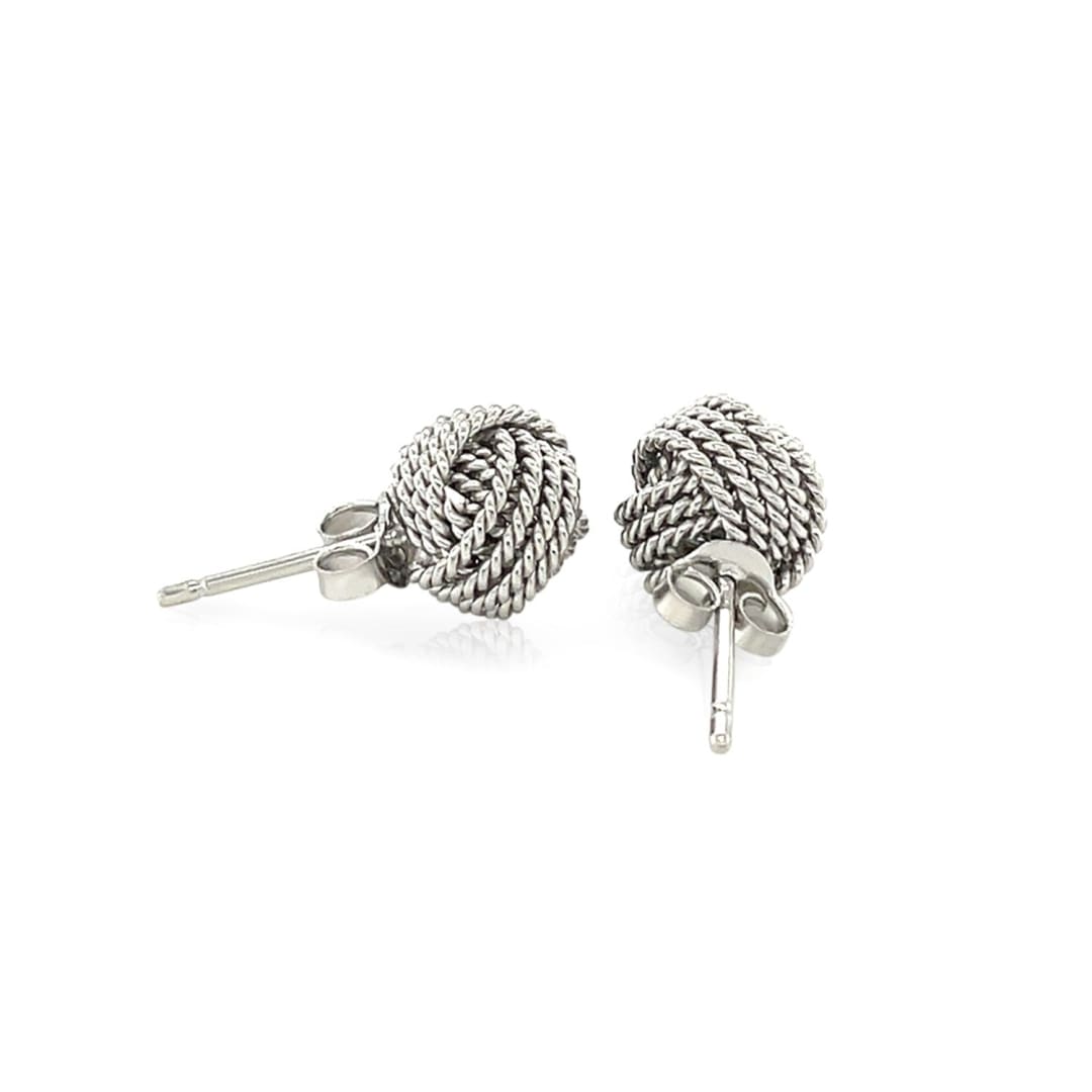 Sterling Silver Textured Love Knot Stud Style Earrings | Richard Cannon Jewelry