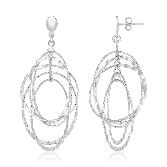 Sterling Silver Textured Oval Dangle Earrings | Richard Cannon Jewelry