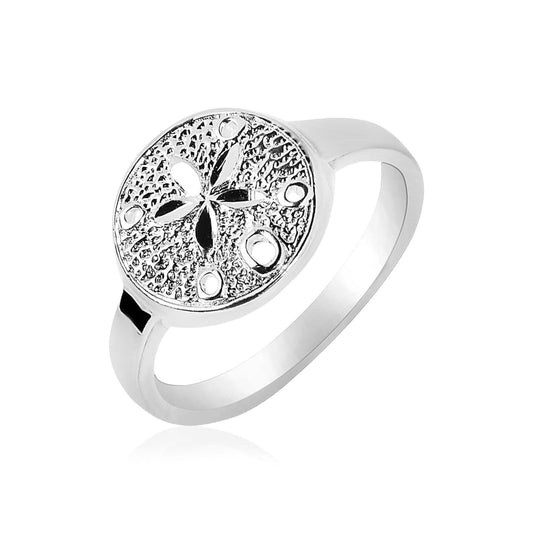 Sterling Silver Textured Sand Dollar Ring | Richard Cannon Jewelry