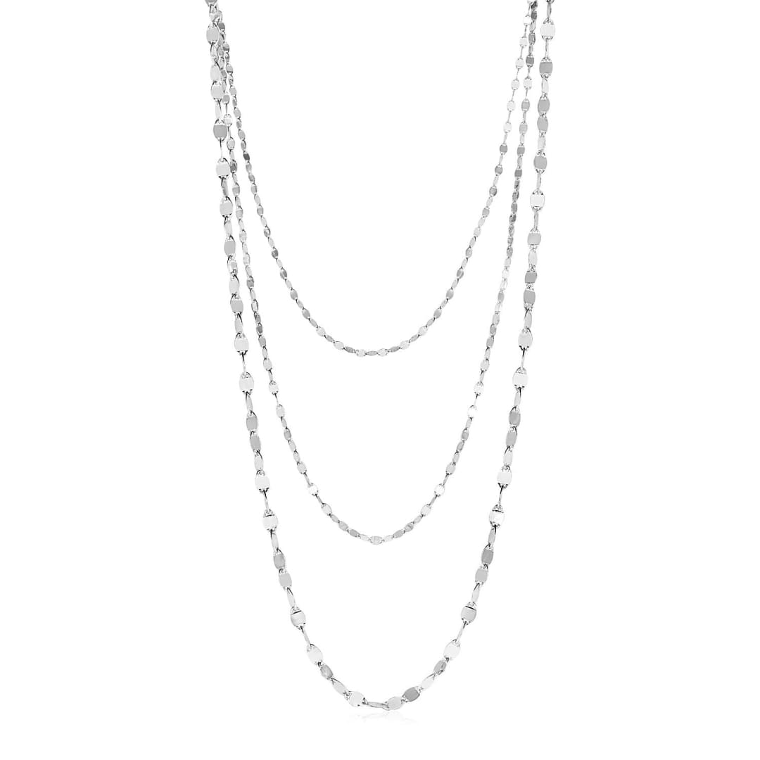 Sterling Silver Three Strand Marina Link Necklace | Richard Cannon Jewelry