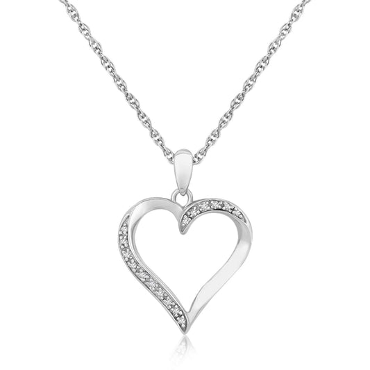 Sterling Silver Twisted Open Heart Diamond Accented Pendant (.04 cttw) | Richard Cannon