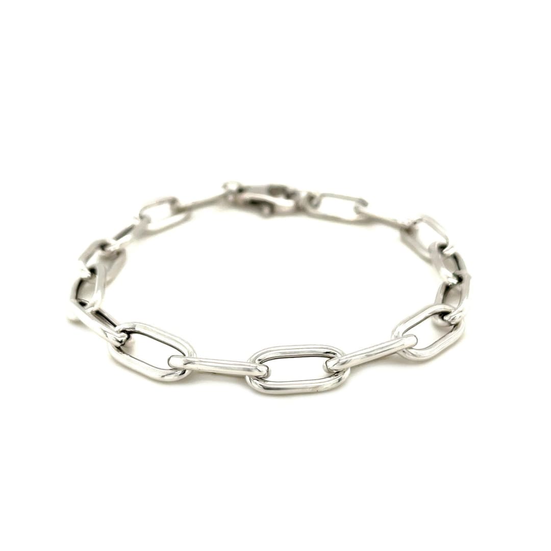 Sterling Silver Wide Paperclip Chain Bracelet | Richard Cannon Jewelry