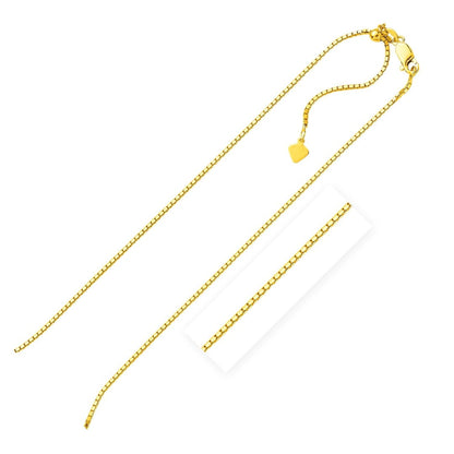 Sterling Silver Yellow Finish 1.4mm Adjustable Box Chain | Richard Cannon Jewelry