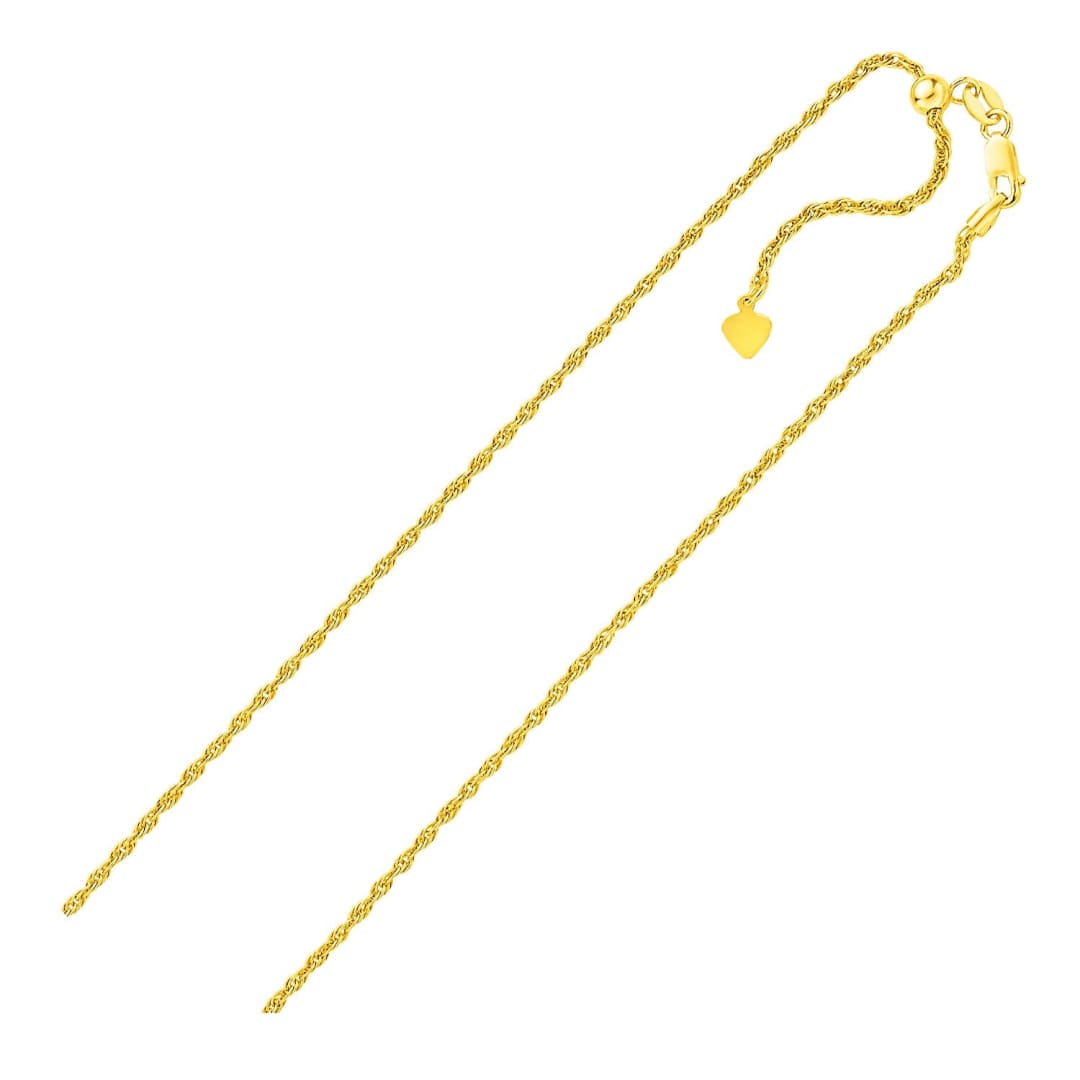 Sterling Silver in Yellow Finish 1.5mm Adjustable Rope Chain | Richard Cannon Jewelry