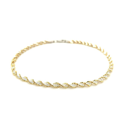 Sterling Silver Yellow Toned Twisted Chain Anklet | Richard Cannon Jewelry