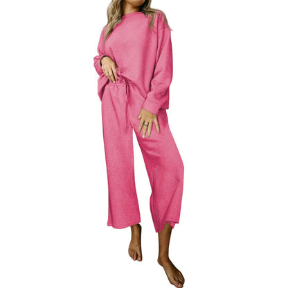 Strawberry Pink Ultra Loose Textured 2pcs Slouchy Outfit | Fashionfitz