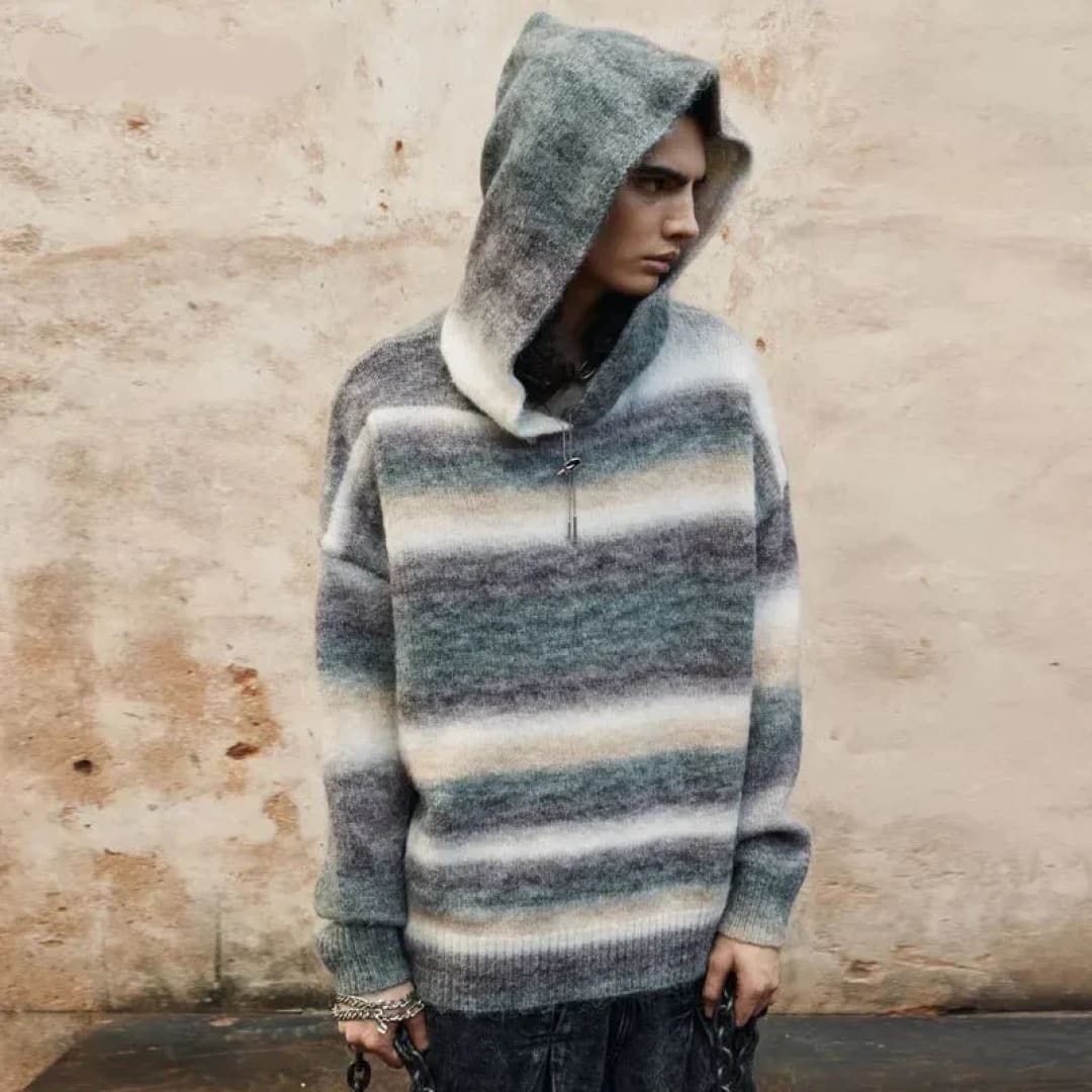 Striped Hooded Knit Pullover | The Urban Clothing Shop™