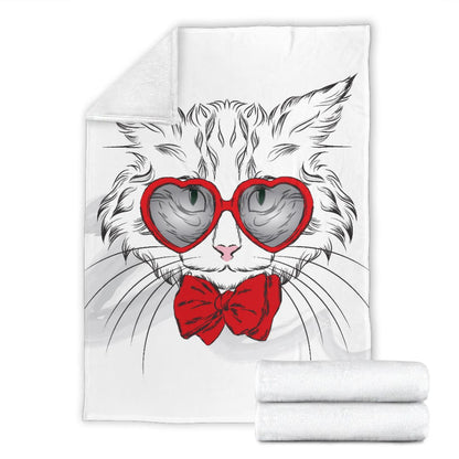 Stylish Heart Glasses Cat Premium Blanket | The Urban Clothing Shop™