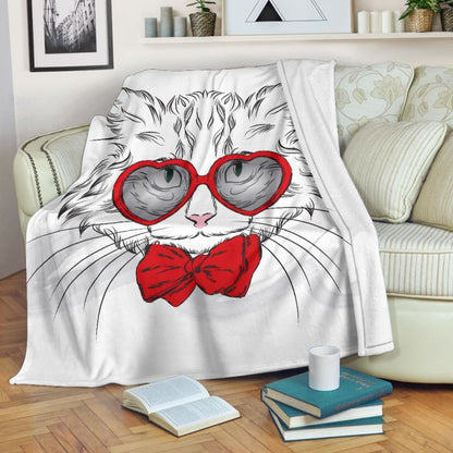 Stylish Heart Glasses Cat Premium Blanket | The Urban Clothing Shop™