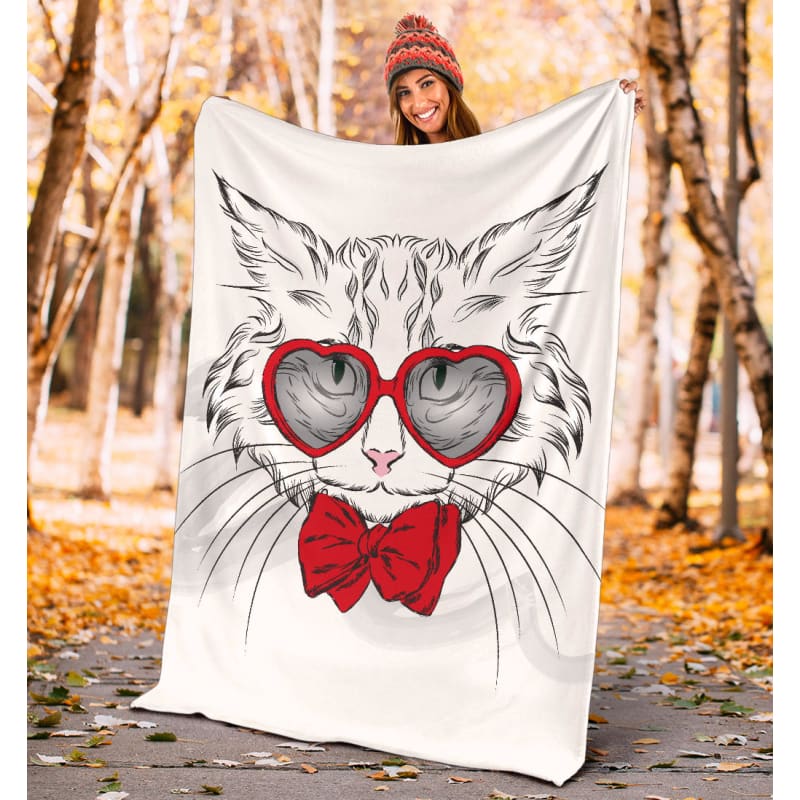 Stylish Heart Glasses Cat Premium Blanket | The Urban Clothing Shop™