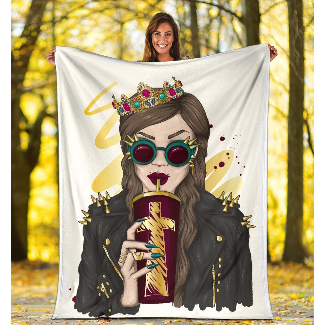 Stylish Rock Girl Cartoon Premium Blanket | The Urban Clothing Shop™
