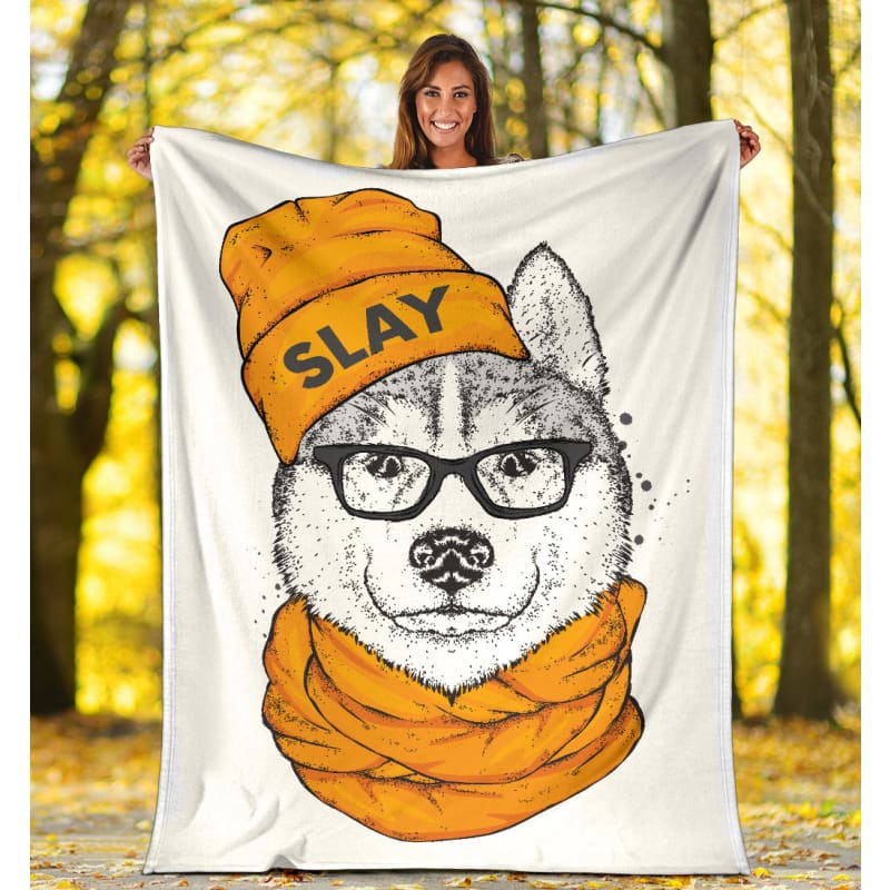 Stylish Slay Husky Cartoon Premium Blanket | The Urban Clothing Shop™