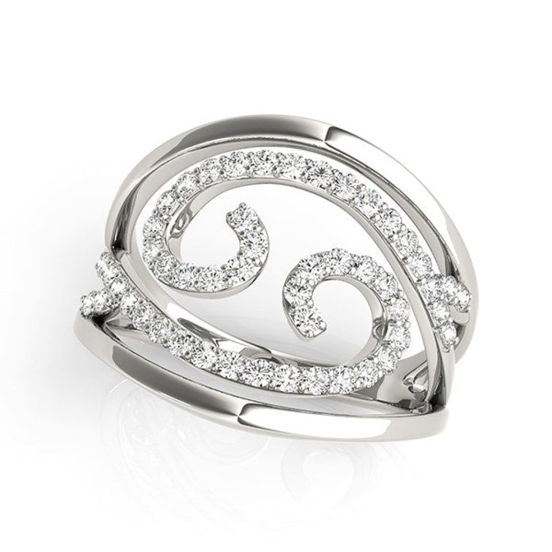 Swirl Design Diamond Ring in 14k White Gold (1/2 cttw) | Richard Cannon Jewelry