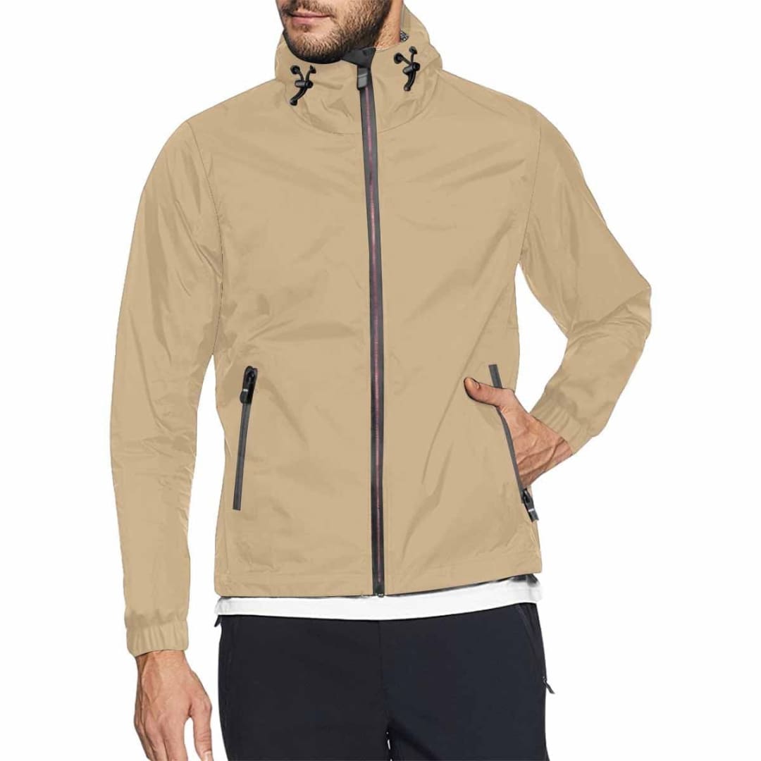 Tan Brown Hooded Windbreaker Jacket - Men / Women | IAA | inQue.Style