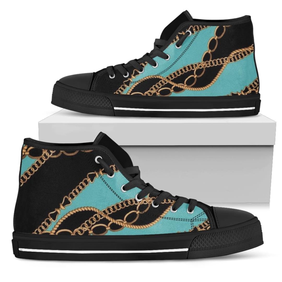 Gold Chains High Top Sneakers | The Urban Clothing Shop™