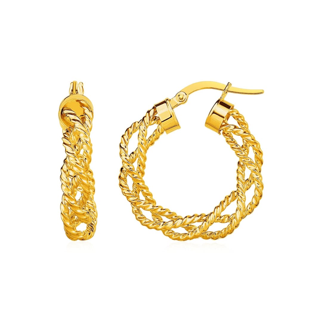 Textured Braided Hoop Earrings in 14k Yellow Gold | Richard Cannon Jewelry