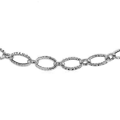 Textured Oval Link Bracelet in 14k White Gold | Richard Cannon Jewelry