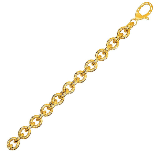 Textured Oval Link Bracelet in 14k Yellow Gold | Richard Cannon Jewelry
