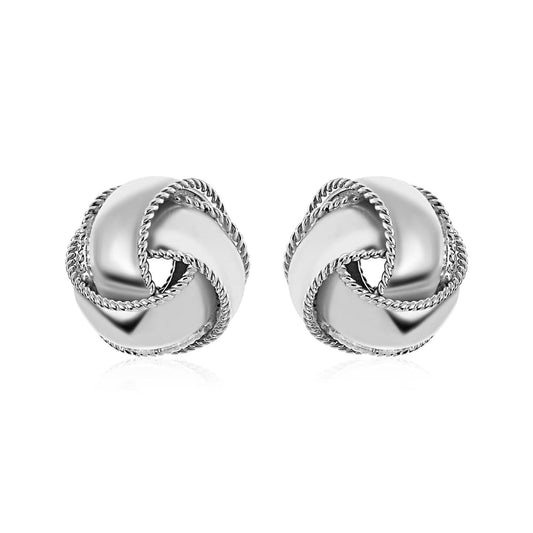 Textured and Polished Love Knot Earrings in Sterling Silver | Richard Cannon Jewelry