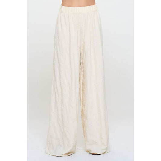 Textured Wide Leg Pants with Elastic Waistband | The Urban Clothing Shop™