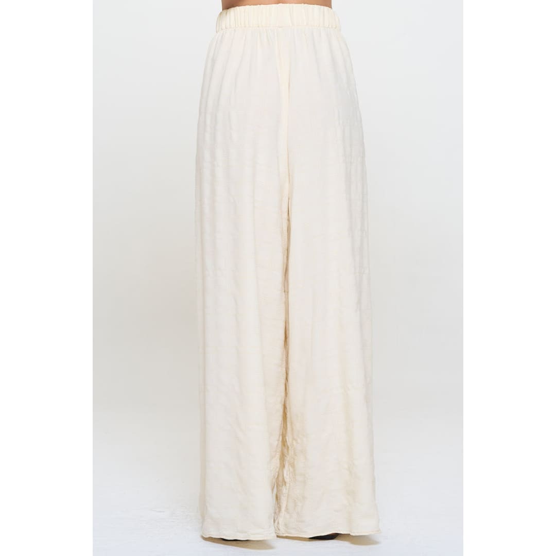 Textured Wide Leg Pants with Elastic Waistband | The Urban Clothing Shop™