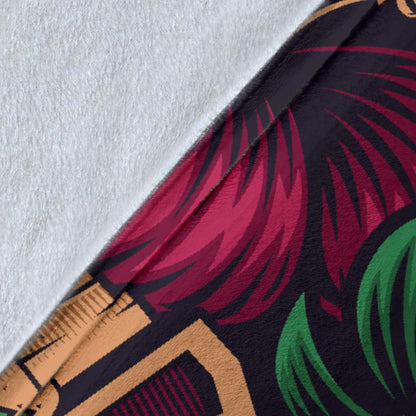 Tiki Mask Polynesia Style Tropical Flowers Premium Blanket | The Urban Clothing Shop™