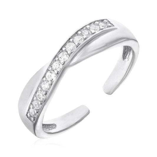 Toe Ring with Crossover Motif in Sterling Silver with Cubic Zirconia | Richard Cannon