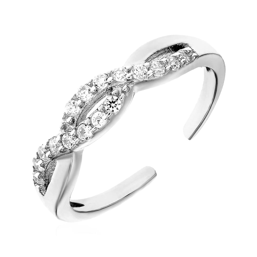 Toe Ring with Intertwined Cubic Zirconia in Sterling Silver | Richard Cannon Jewelry