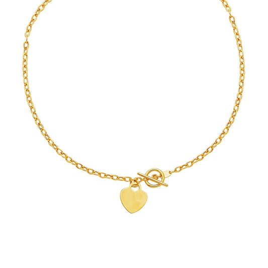 Toggle Necklace with Heart Charm in 14k Yellow Gold | Richard Cannon Jewelry